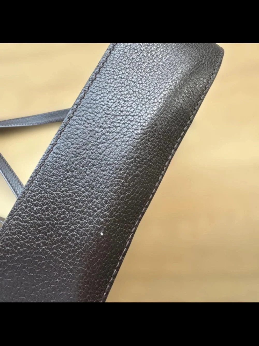 Gucci Brown Leather Interior Tag with Cream Canvas